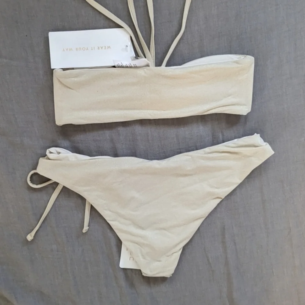 L*Space Shimmer Dawn Amal Bikini Set Bone Cream